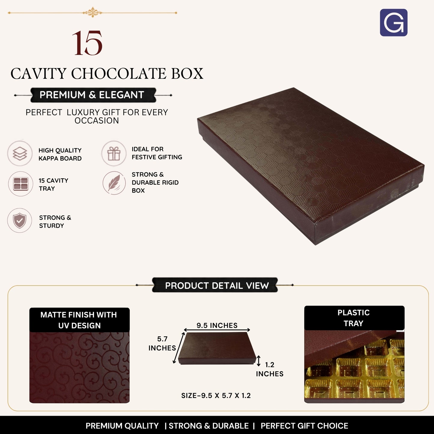 Brown 15 Cavity Chocolate Box
