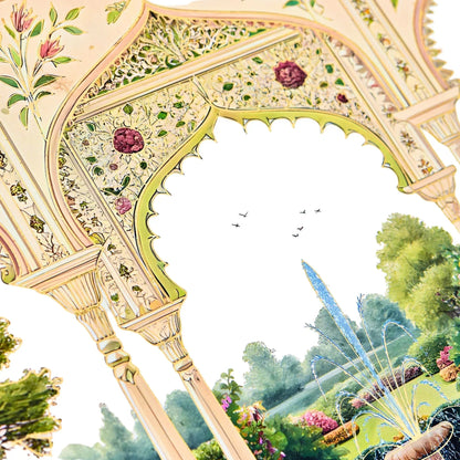 Royal Mughal Garden Luxury Gift Box - Premium Wooden Festive Hamper with Jars & Chocolate Cavity | Grownex Packaging | Hamper Box