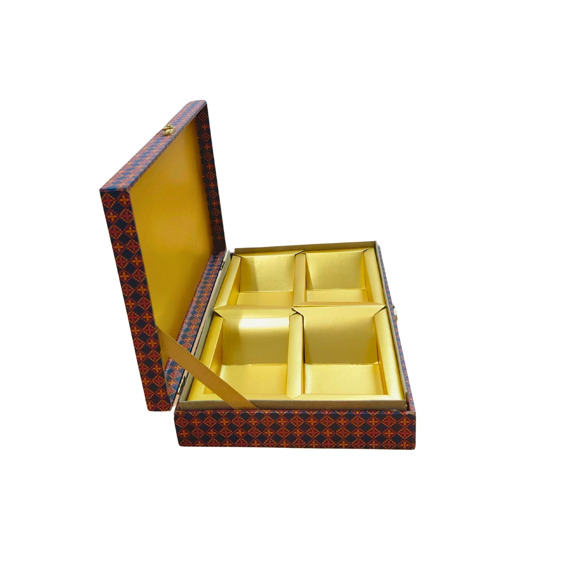 Radha Krishna Print Wooden Dry Fruit Gift Box - 4 Compartments | Grownex Packaging | wooden box