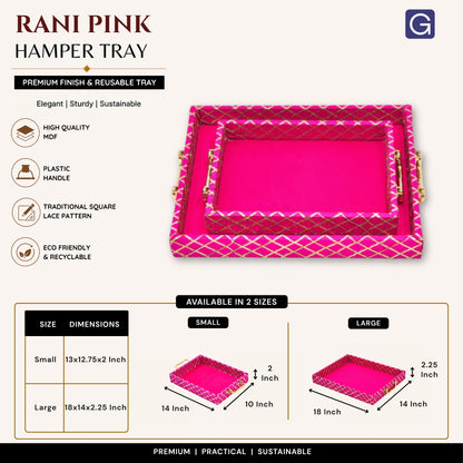 Traditional Rani Pink Wooden Square Lace Hamper Tray