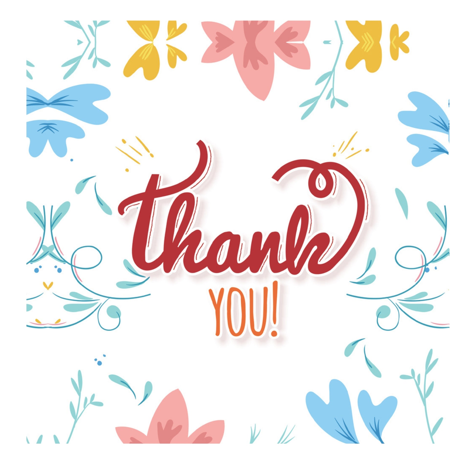 Floral Thank You Card – Elegant Handwritten Design | Grownex Packaging | Tags & Stickers