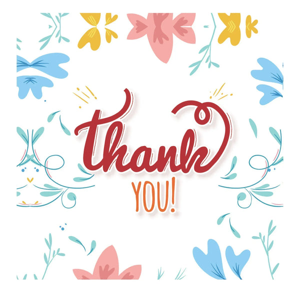 Floral Thank You Card – Elegant Handwritten Design | Grownex Packaging | Tags & Stickers