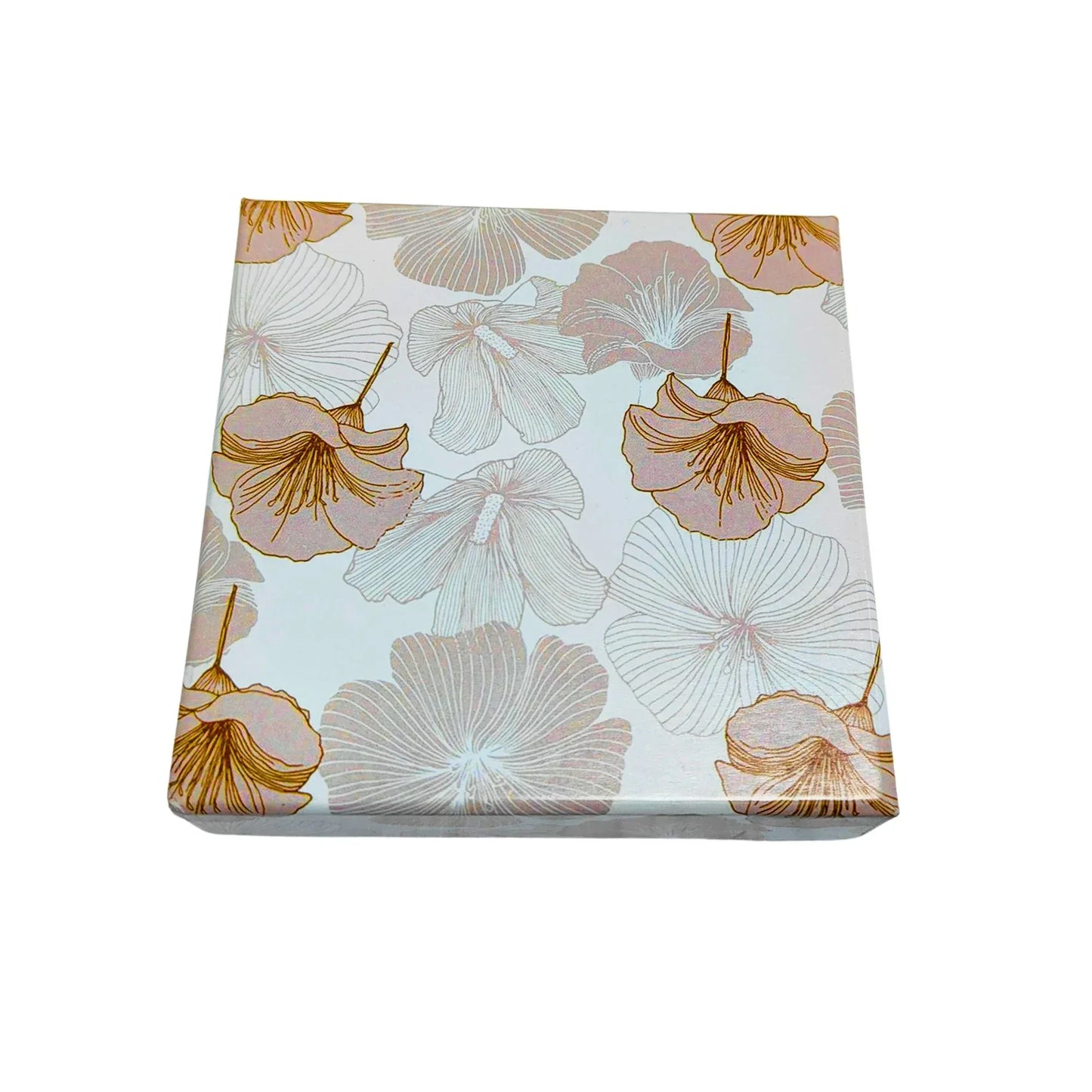 4 Cavity Floral Print Chocolate Box | Food Safe Gift Box 10.2×10.2×3.2 cm | Grownex Packaging | Chocolate Box