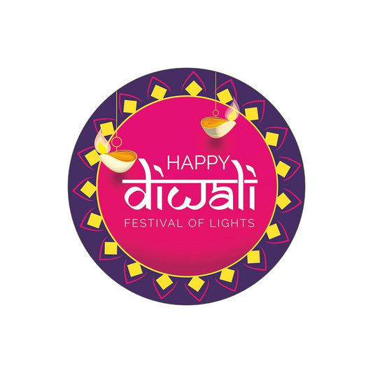 Happy Diwali Sticker – Festival of Lights Decorative Rangoli Design | Grownex Packaging | Tags & Stickers
