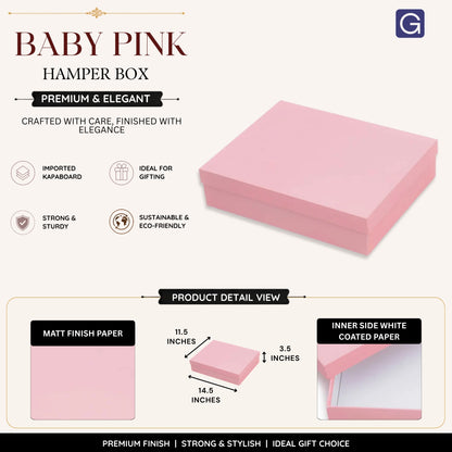 Baby Pink Matt Hamper Box 14.5x11.5x3.5 Inch | Gift Box