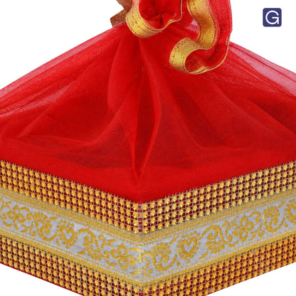 Red Gift Hamper Basket with Lace | Festive & Corporate Gift Packaging