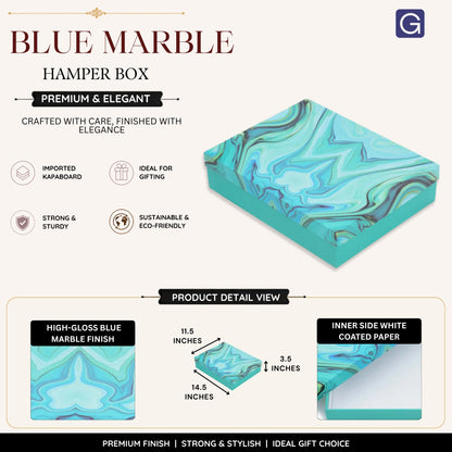 Marble Blue Hamper Box 14.5x11.5x3.5 Inch | Luxury Gift Box