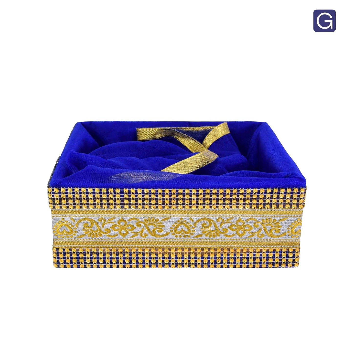 Floral Print Blue Gift Hamper Basket | Festive & Corporate Gift Packaging