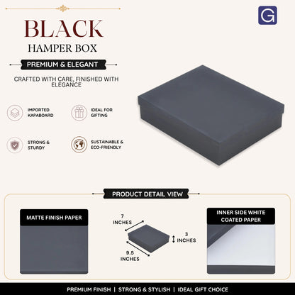 Black Matt Hamper Box 9.5x7x3 Inch | Luxury Gift Box
