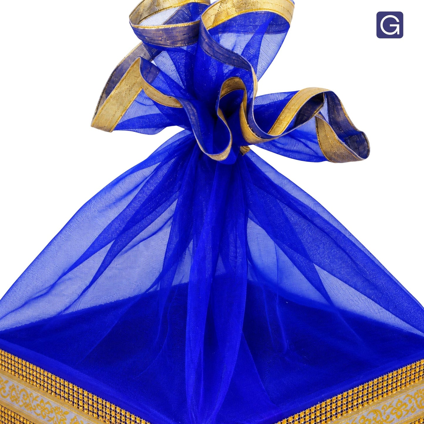 Floral Print Blue Gift Hamper Basket | Festive & Corporate Gift Packaging