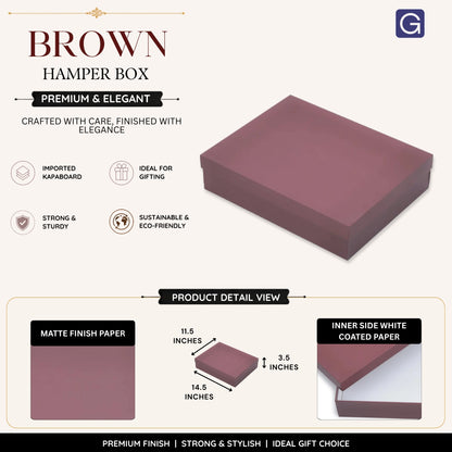 Matt Brown Hamper Box 14.5x11.5x3.5 Inch | Luxury Gift Box