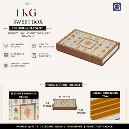 Brown Foil Magnetic File Box | 1kg Premium Mithai Gift Packaging Box