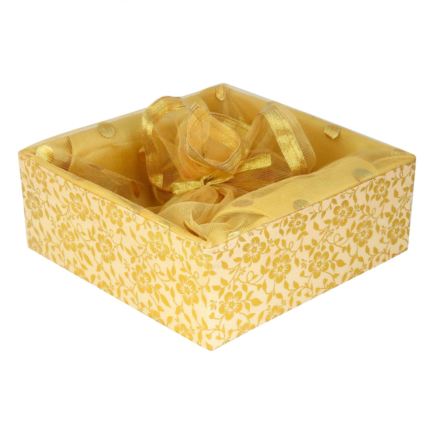 Floral Gold Hamper Basket | Stylish Basket for Festive & Corporate Gifting