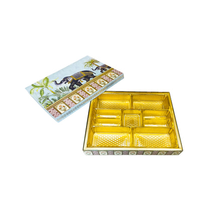 Blue Royal Elephant Foil Print Lawana Box  | Premium Shagun & Wedding Gift Box