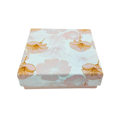 4 Cavity Floral Print Chocolate Box | Food Safe Gift Box 10.2×10.2×3.2 cm | Grownex Packaging | Chocolate Box