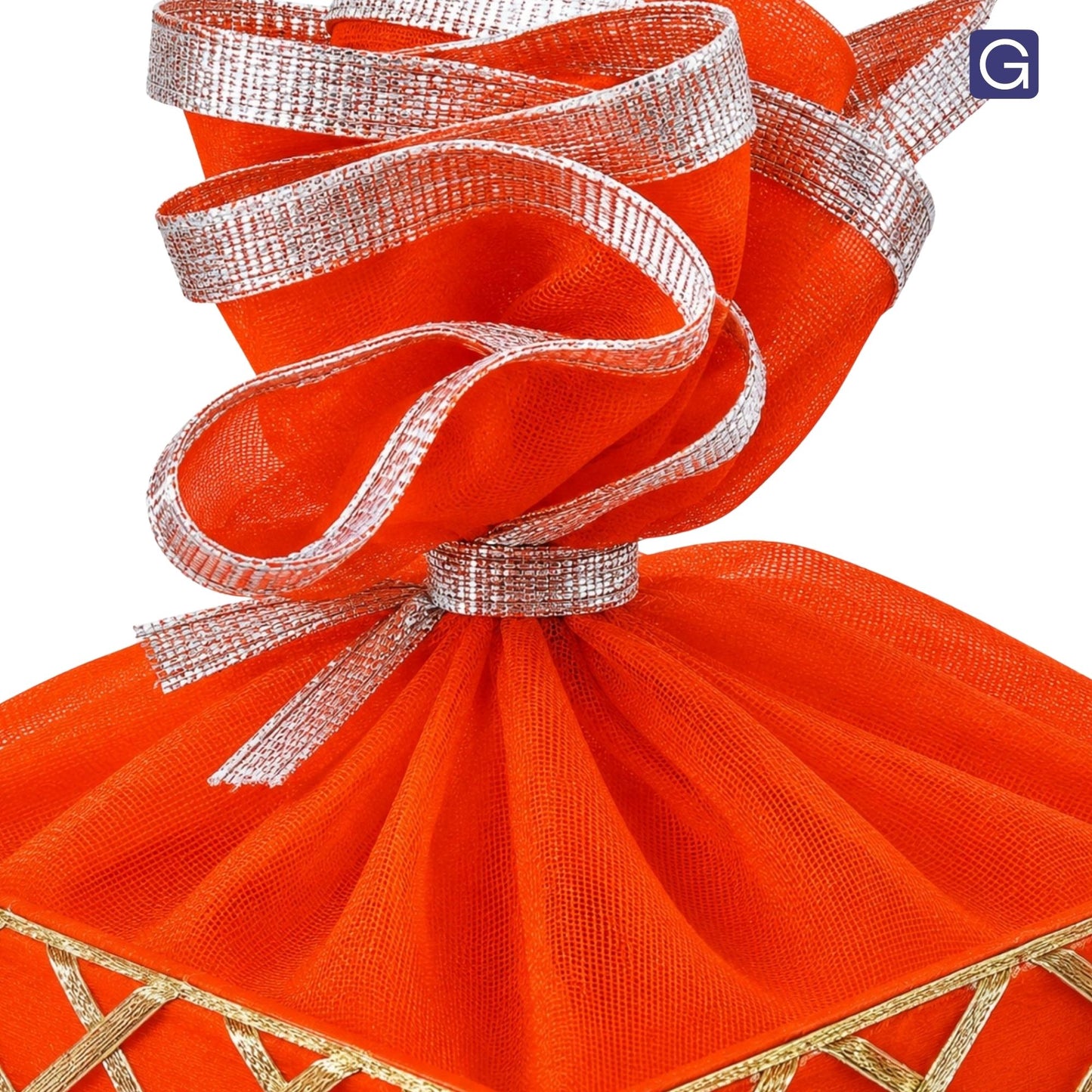 Square Lace Orange Decorative Basket | Festive & Wedding Gift Packaging