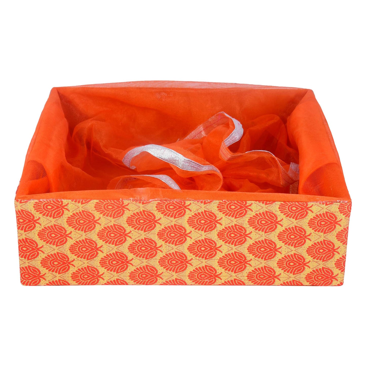 4 Jar Hamper Basket Floral Orange