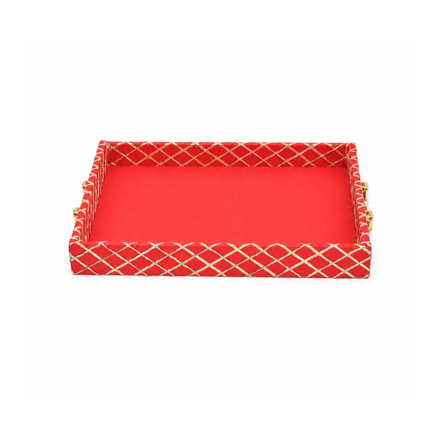 Traditional Red Wooden Square Lace Hamper Tray