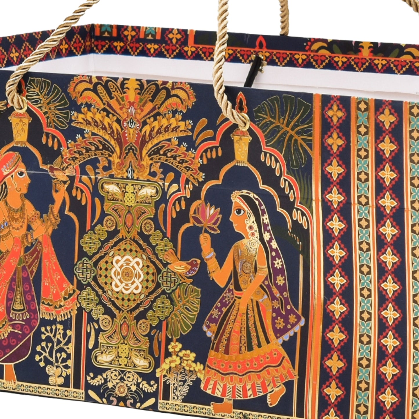Radha Rani Foil Print Paper Gift Bag 13x8.5x6 Inch | Wedding, Festive & Pooja Gift Packaging