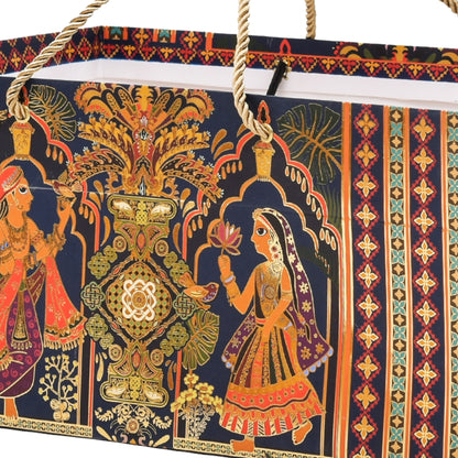 Radha Rani Foil Print Paper Gift Bag 13x8.5x6 Inch | Wedding, Festive & Pooja Gift Packaging