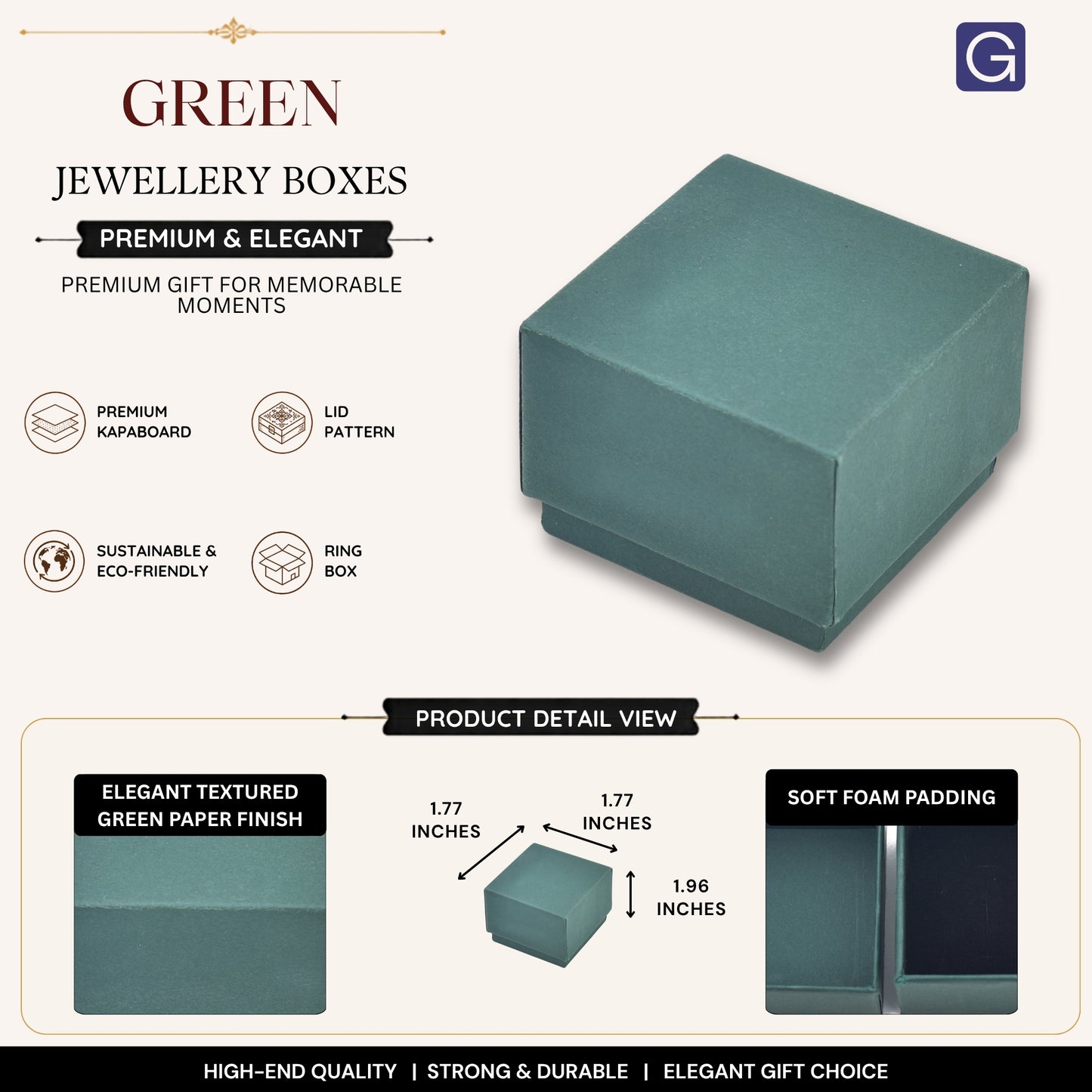 Green Ring Packaging Box | 4.5x4.5x5 cm
