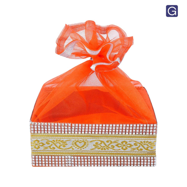 Orange Wooden Gift Hamper Basket - Front View | Grownex Packaging
