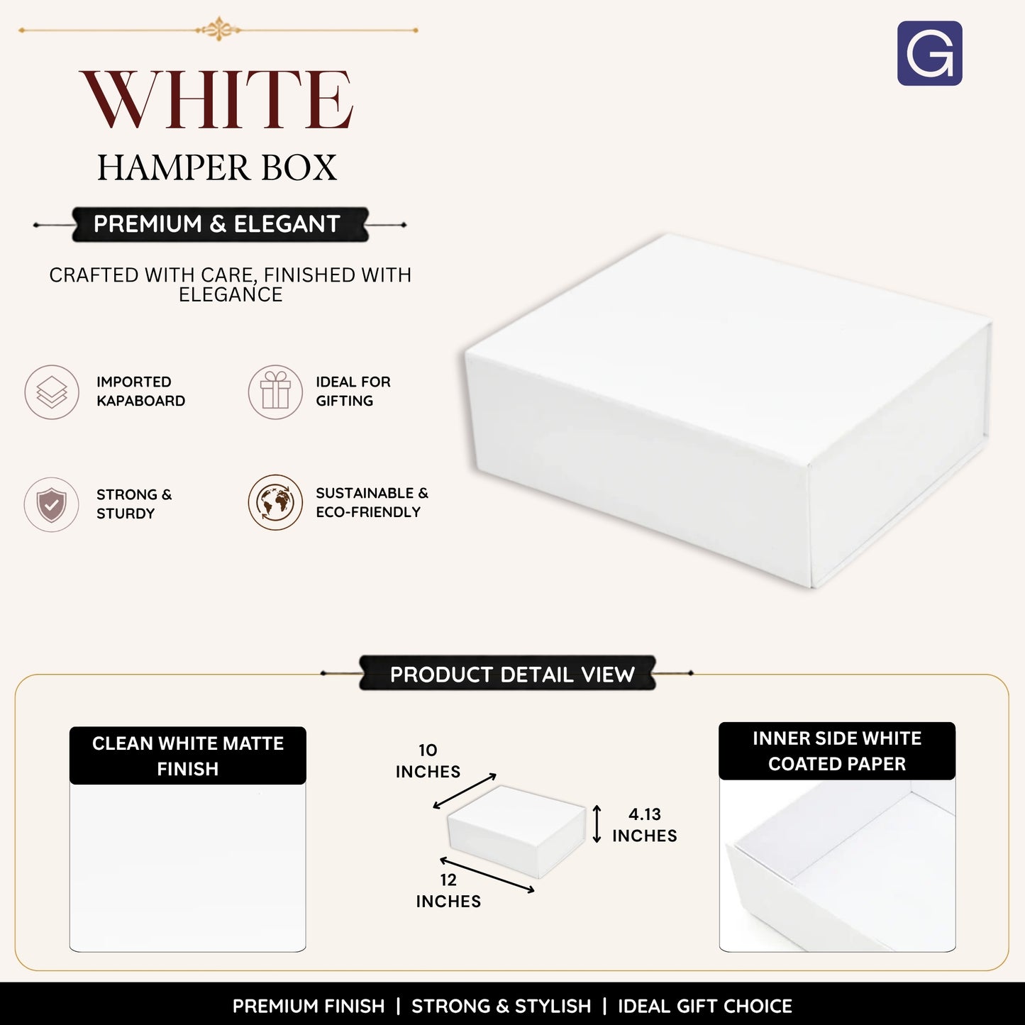 Premium White Magnetic Rigid Gift Box 30.5x25.5x10.5 cm | Luxury Gift Box