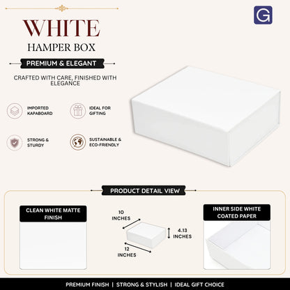 Premium White Magnetic Rigid Gift Box 30.5x25.5x10.5 cm | Luxury Gift Box