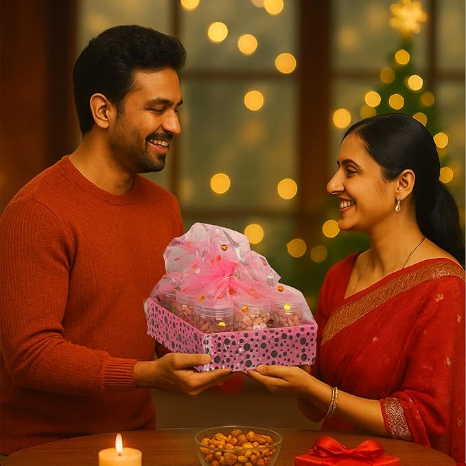 Polka Pink Gift Hamper Basket Set of 3 | Decorative MDF Basket for Festive Gifting