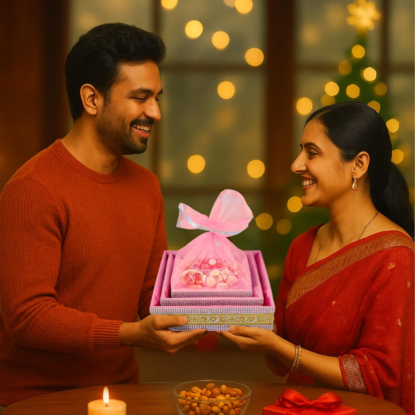 Baby Pink Gift Hamper Basket Set of 3 | Decorative MDF Basket for Festive Gifting