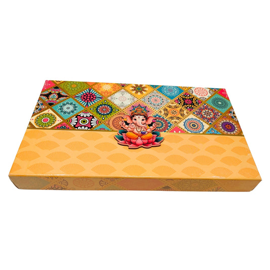 1 Kg Textured Print 4 Line Premium Sweet Box For Ganesh Chaturthi | Grownex Packaging | Sweet Box