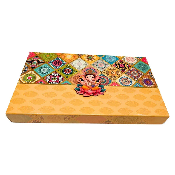 Textured Print Festival Ganesh Chaturthi Mithai Gift Box - Side View | Grownex Packaging 