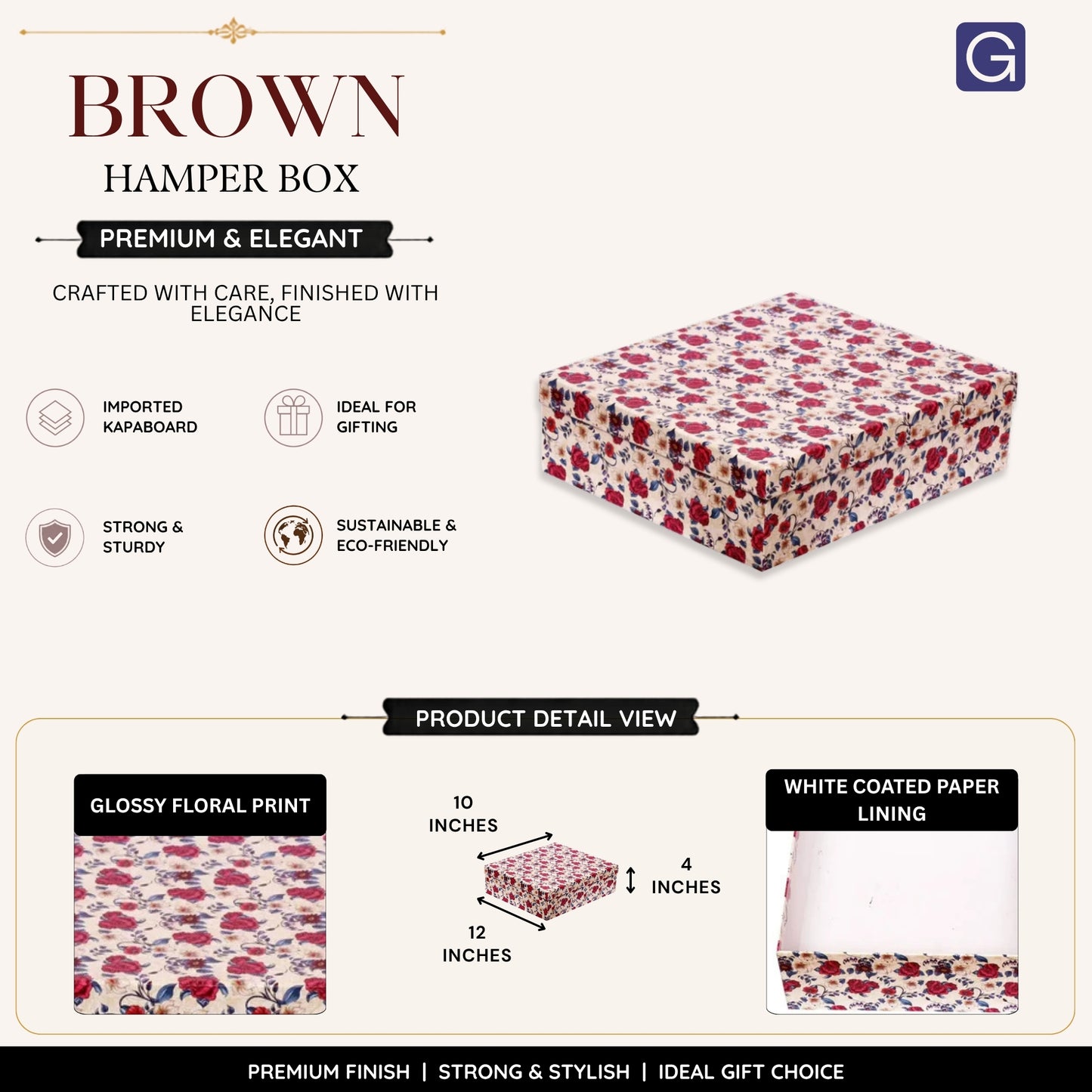 Floral Print Hamper Box 12x10x4 Inch | Luxury Gift Box