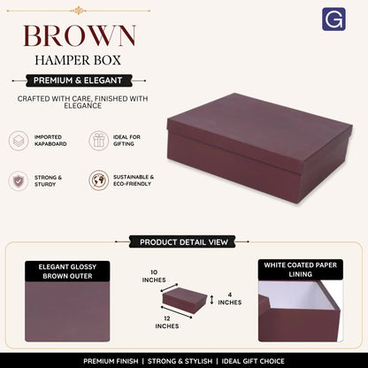 Brown Hamper Box 12x10x4 Inch | Luxury Gift Box