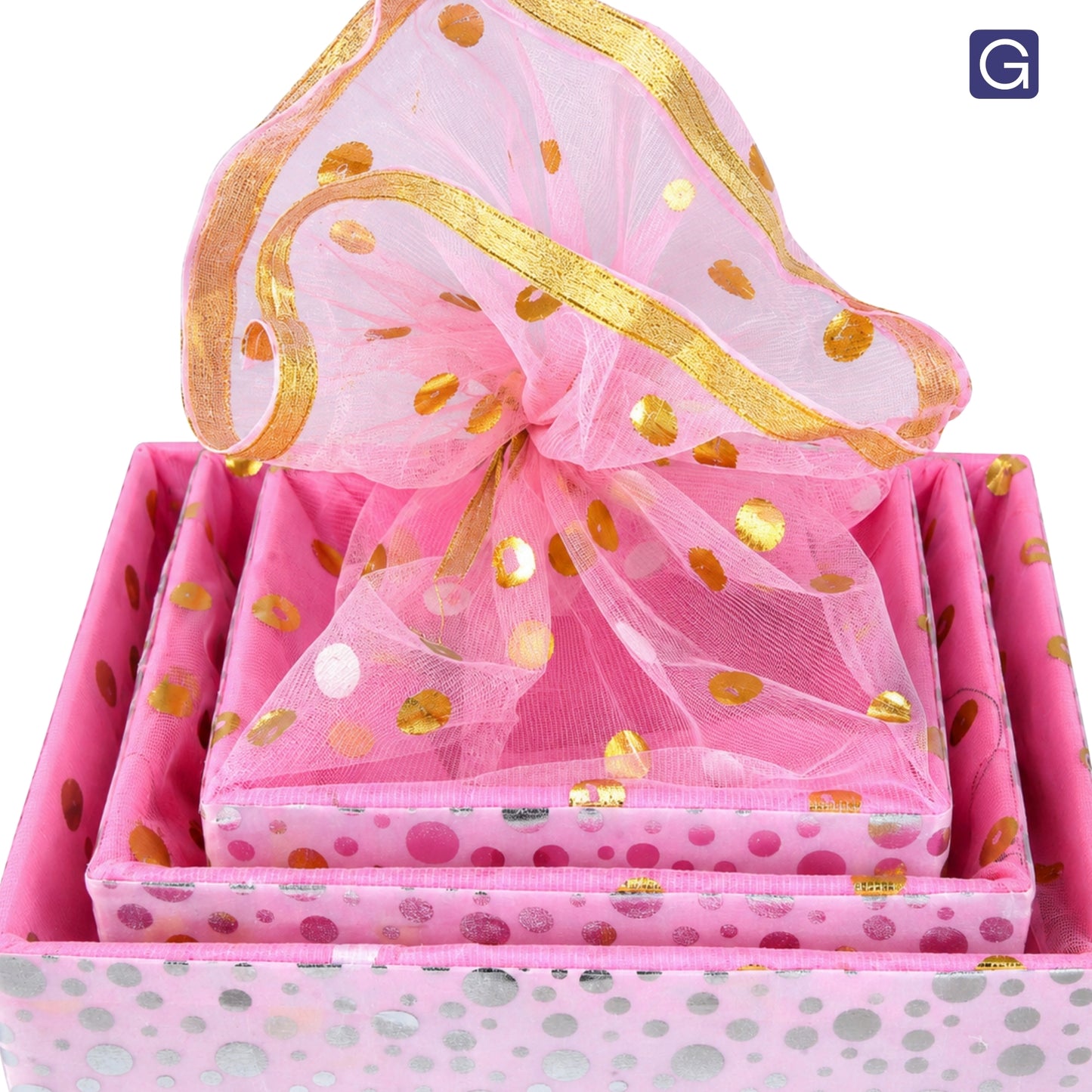 Polka Pink Gift Hamper Basket Set of 3 | Decorative MDF Basket for Festive Gifting