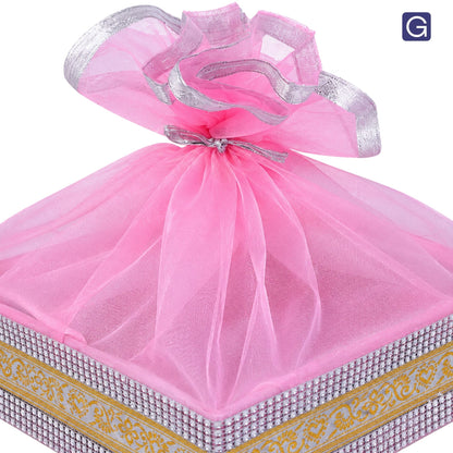 Baby Pink Gift Basket with Lace | Wedding & Return Gift Packaging