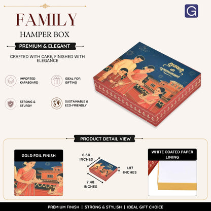 Family Theme Gold Foil Diwali Hamper Box | Festive Gifting