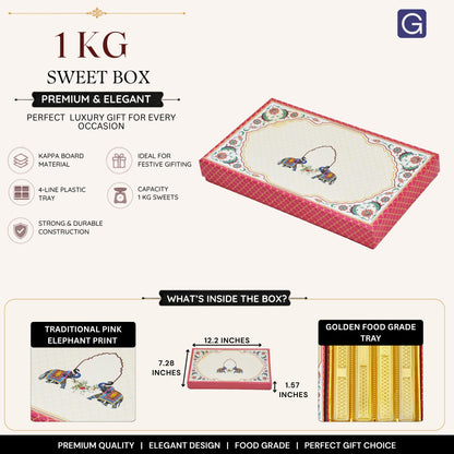 Pink Elephant 1 Kg Sweet Box | Mithai Gifting