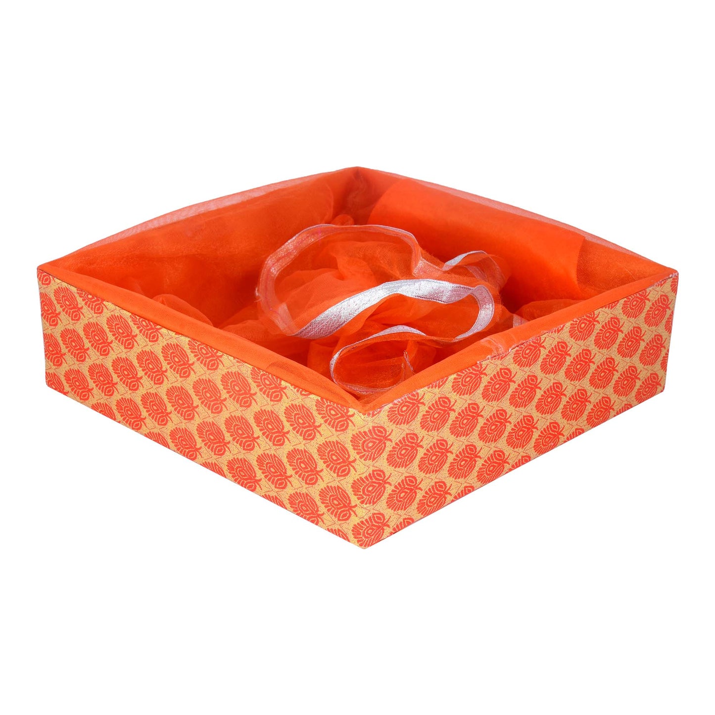 4 Jar Hamper Basket Floral Orange