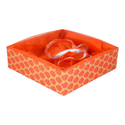 4 Jar Hamper Basket Floral Orange