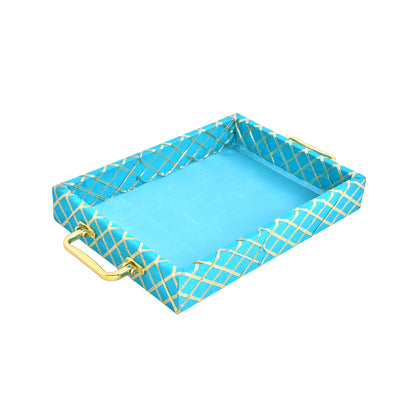 Traditional Rama Green Wooden Square Lace Hamper Tray