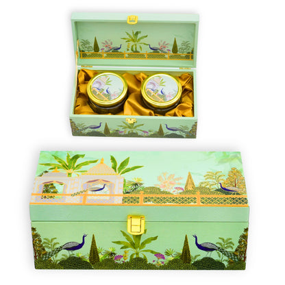 2 Jar Green Garden Theme Wooden Gift Box | Grownex Packaging | wooden box