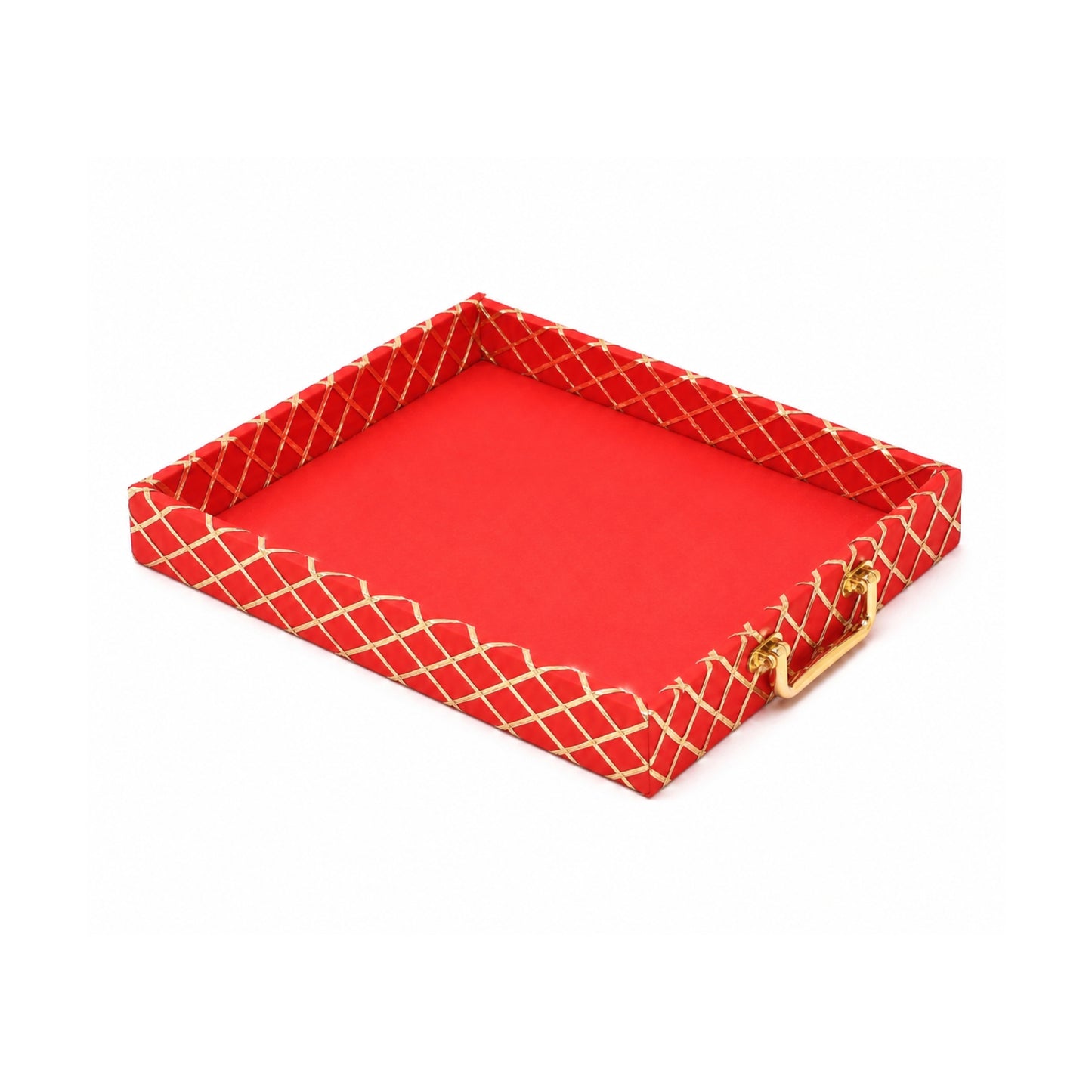 Traditional Red Wooden Square Lace Hamper Tray