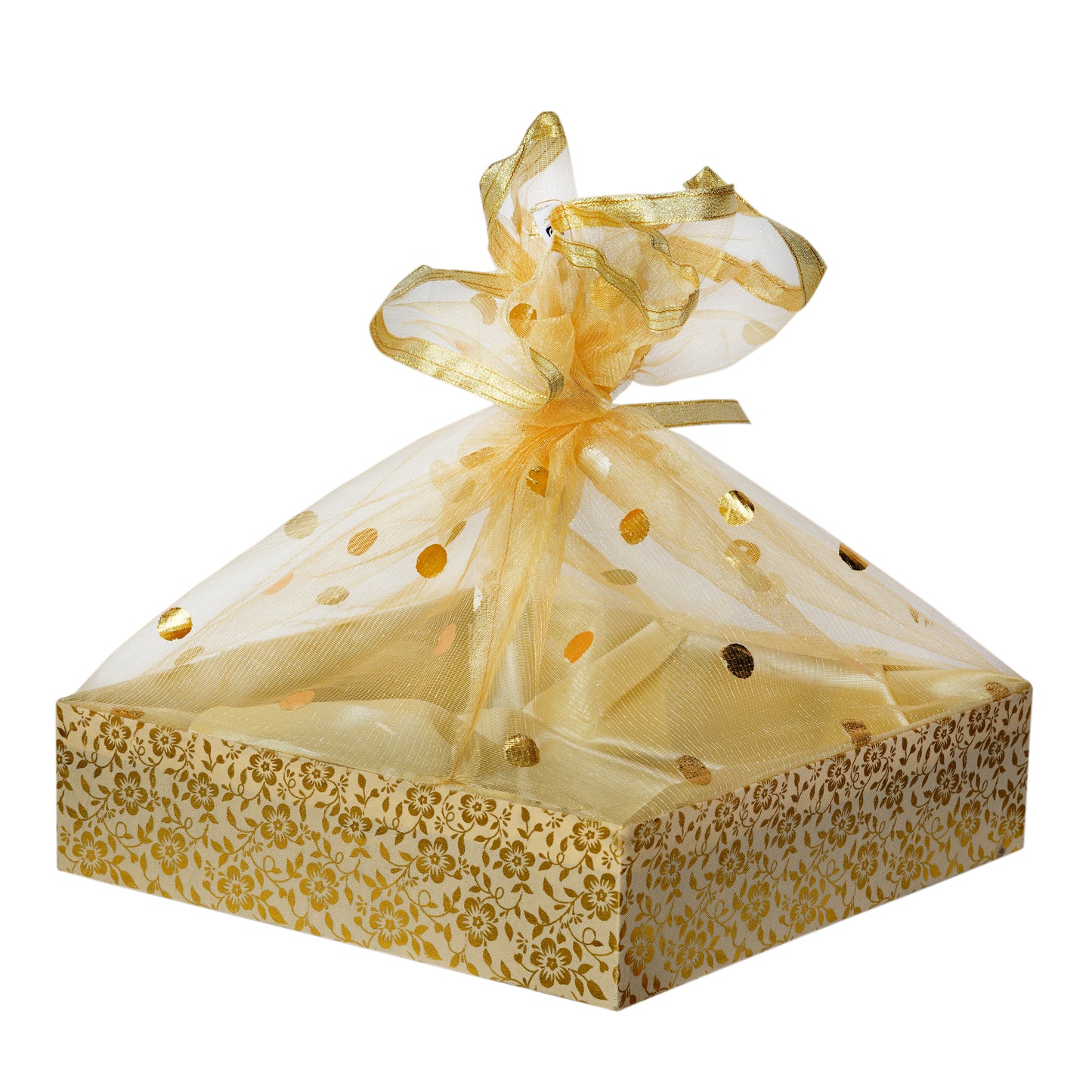 Floral Gold Hamper Basket | Stylish Basket for Festive & Corporate Gifting