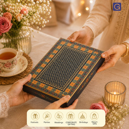 Blue Foil 4 Line Sweet Box | 500gm Premium Matte Finish Mithai Gifting Box