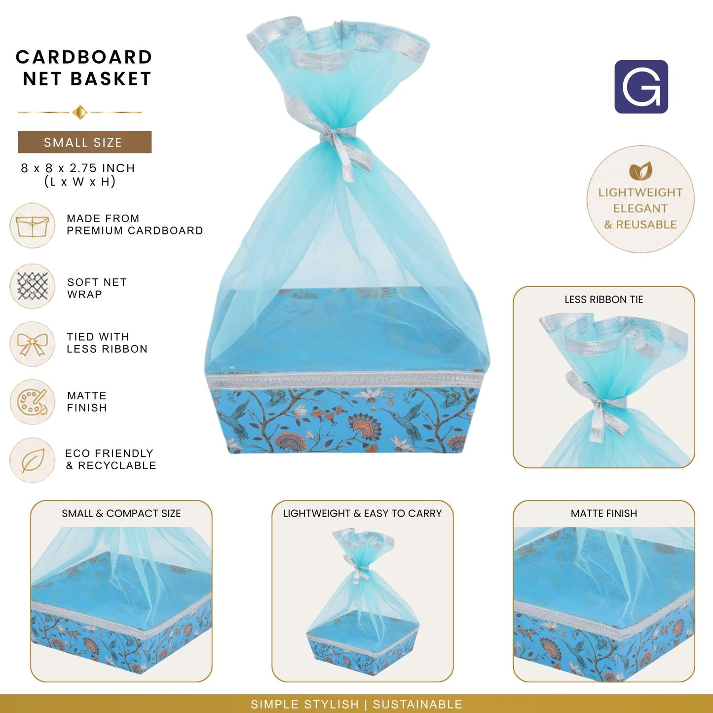 Blue Bird Print Gift Hamper Basket | Wedding & Return Gift Basket