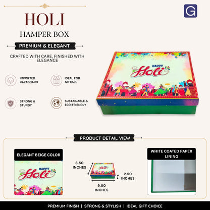 Beige Holi Print Hamper Box | Festive Gifting