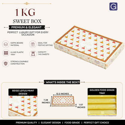 Beige Lotus 1 Kg Sweet Box | Mithai Gifting