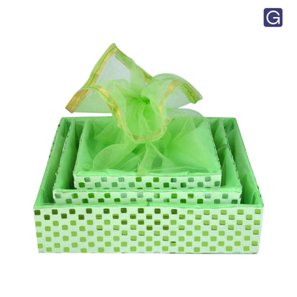 Classic Lime Green Decorative Basket Set of 3 | Festive & Shagun Gift Packaging