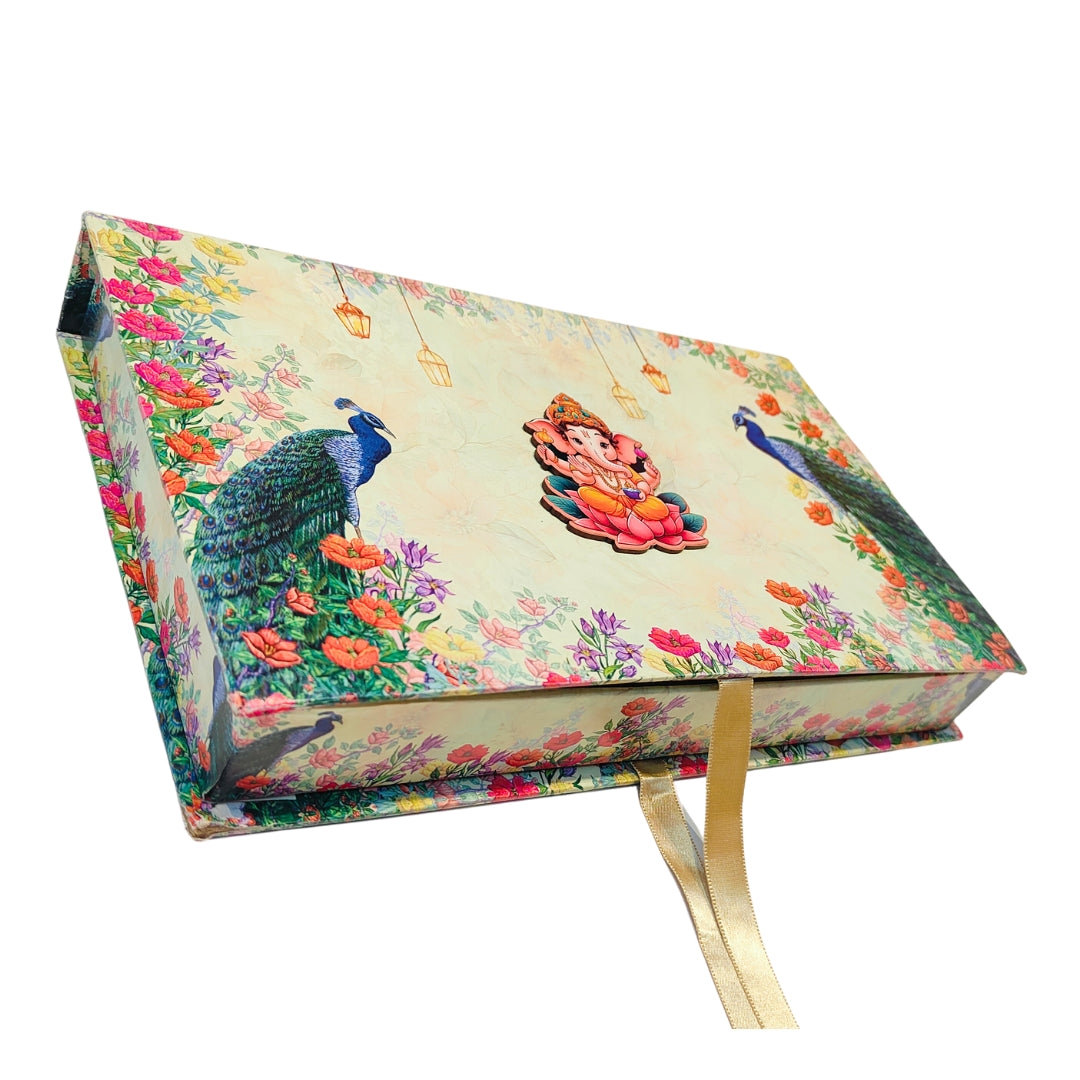 1 Kg Beige Peacock 4 Line Premium - Ganesh Chaturthi Sweet Modak Box | Grownex Packaging | Sweet Box